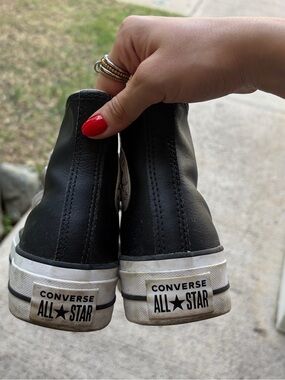 Converse Black Leather High-Top Platform